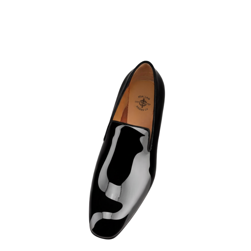 Polished Leather Black Patent Leather Slip-on Shoes
