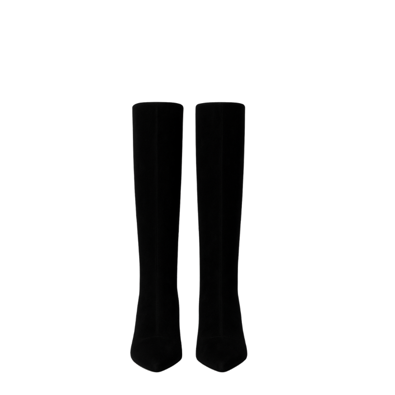 Premium Brown Knee High Kitten Heel Square Toe Tall Leather Boots for Women's