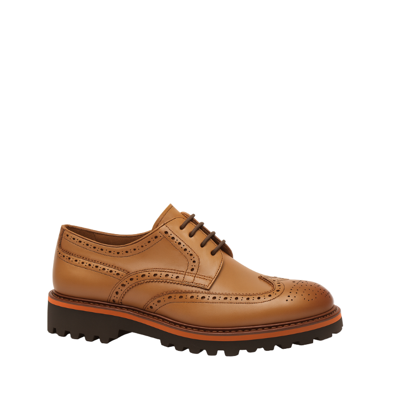 Luxury Shiny Leather Brogue Wingtip Shoe