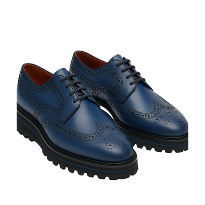 Luxury Shiny Leather Brogue Wingtip Shoe