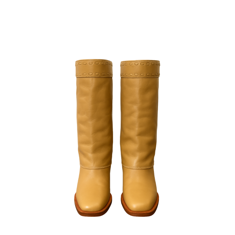 Luxury Leather Tan Wide Fit Ankle Boots for Women's