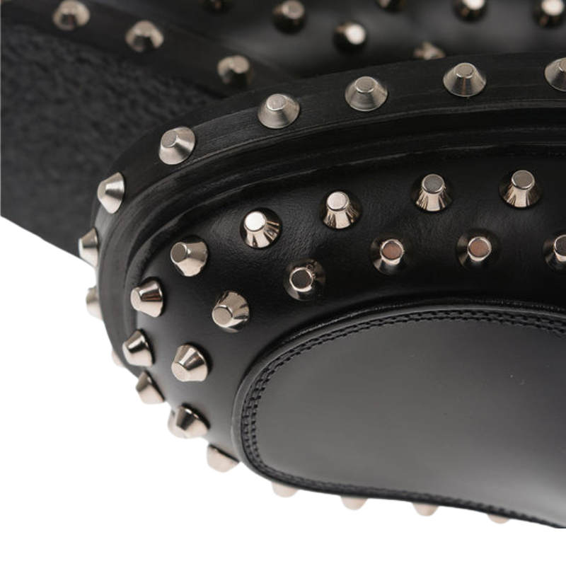 Men's Black Studded Derby Shoes