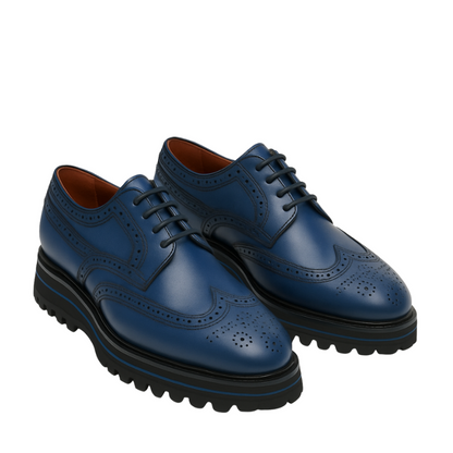 Luxury Shiny Leather Brogue Wingtip Shoe