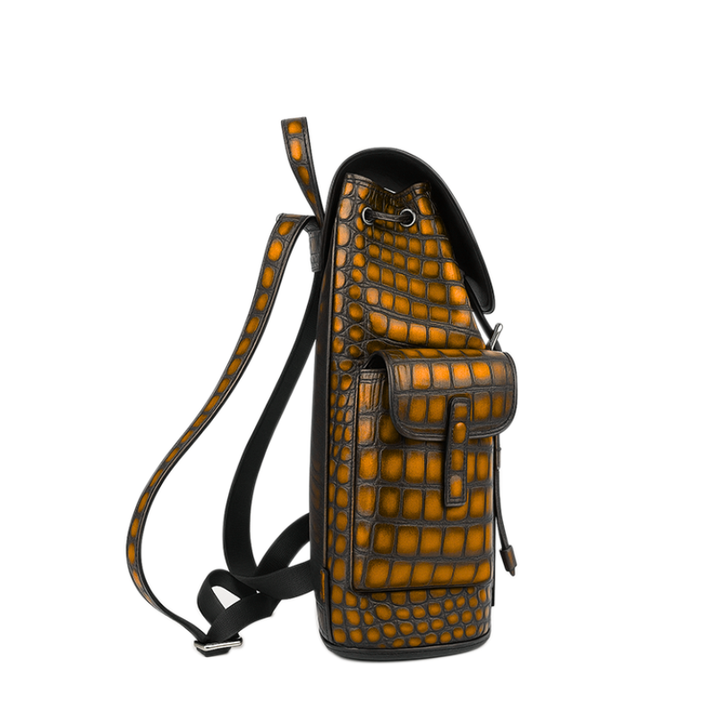 Luxury Black Croco Leather Backpack