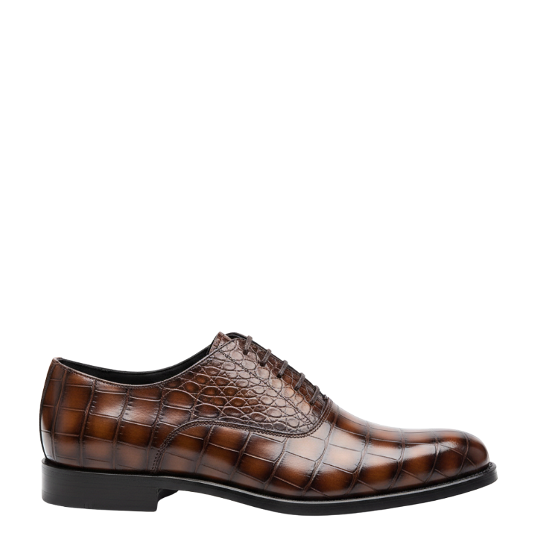 Textured Croc-Finish Oxford Shoes