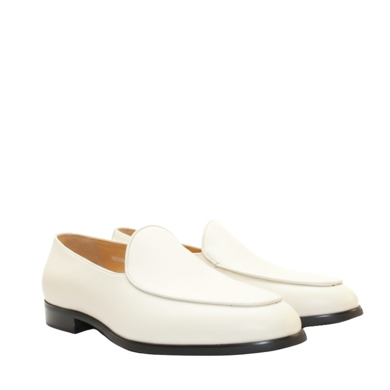 Luxury Leather Off-White Slip On Ivory Design Loafers