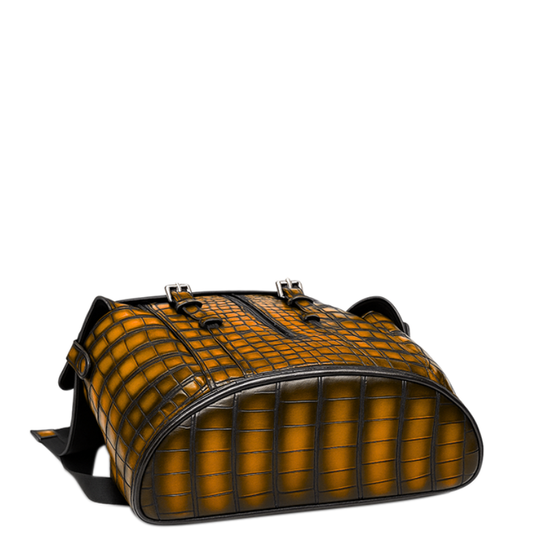 Luxury Black Croco Leather Backpack