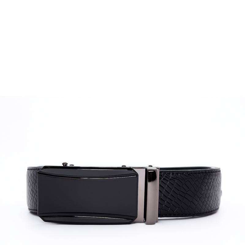 Croco Black Leather Ratchet Belt with Autolock BuckleUp Edition