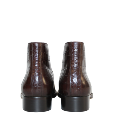 Croco Textured Leather Choco Brown Stylish Chukka Boots