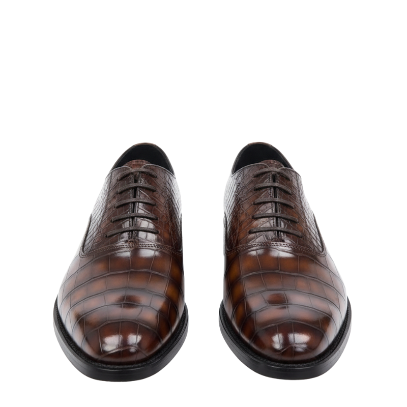 Textured Croc-Finish Oxford Shoes