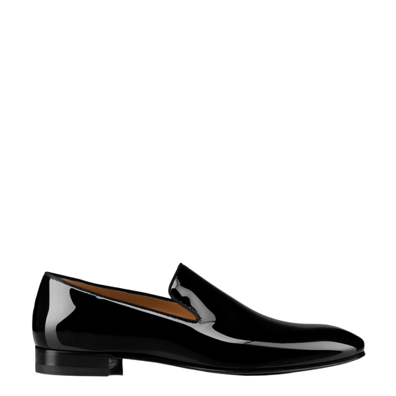 Polished Leather Black Patent Leather Slip-on Shoes