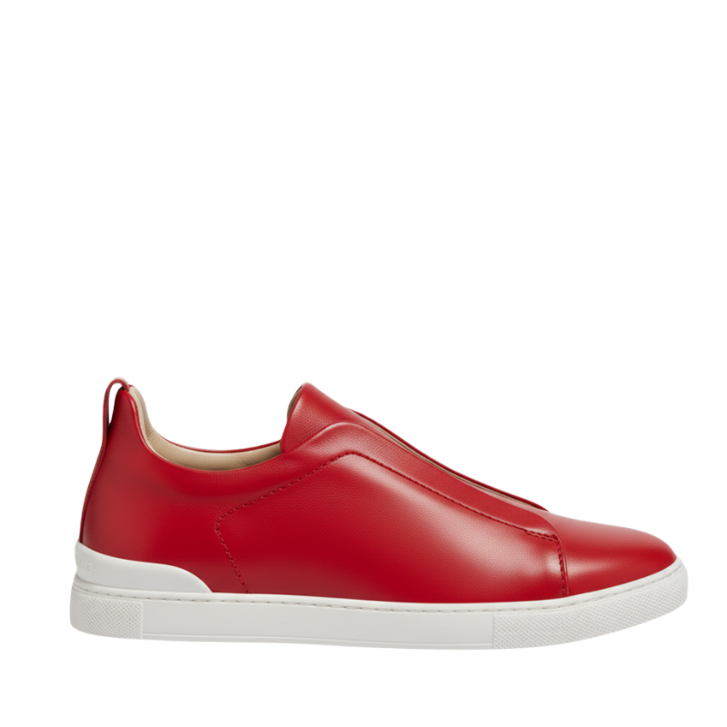 Luxury Edition Triple Stitch Leather Red Sneaker for Men's