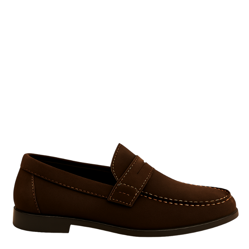 Italian Suede Penny Black Loafer for Men's