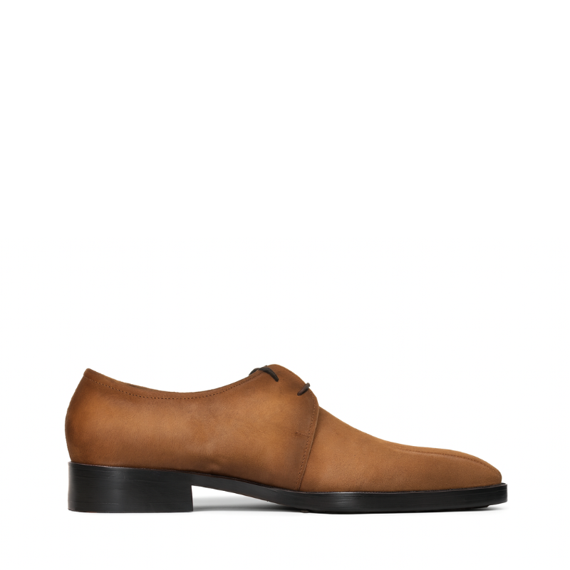 Men's Suede Leather Brown Lace Up Derby Shoe
