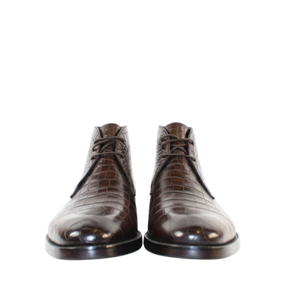 Croco Textured Leather Choco Brown Stylish Chukka Boots