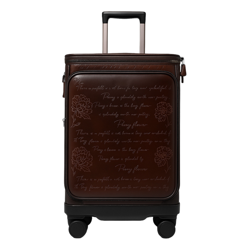 Milano Prestige Blue Leather Printed Trolley Case Travelling Luggage Bag