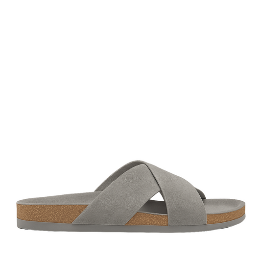 Men's Cross Strap Suede Grey Comfort Slipper