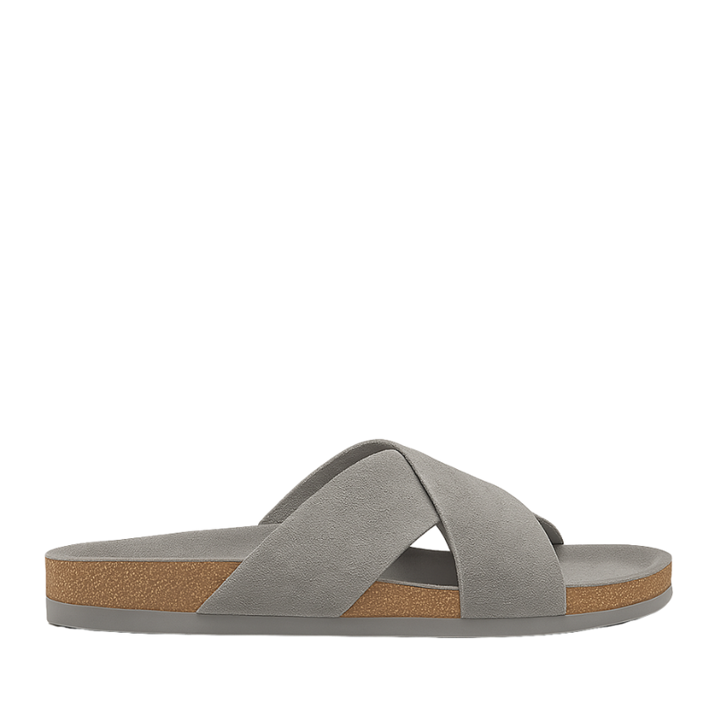 Men's Cross Strap Suede Brown Comfort Slipper