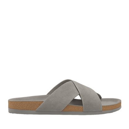 Men's Cross Strap Suede Brown Comfort Slipper
