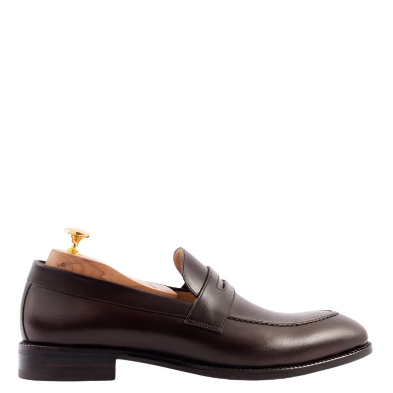 Men's Slip-On Black Shoe with Stacked Heel
