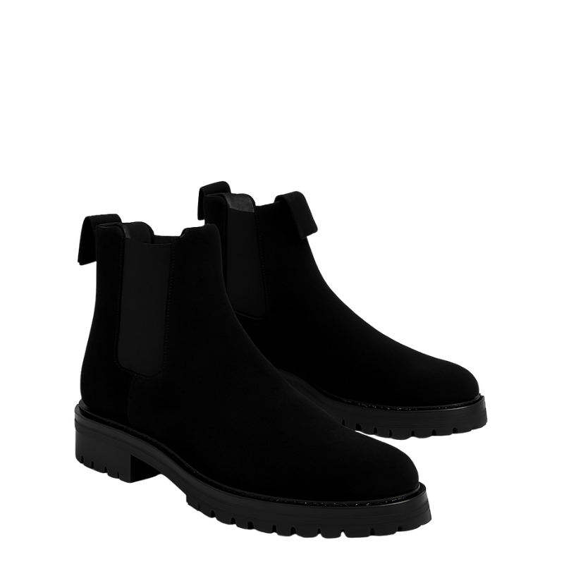 Round Toe Suede Chelsea Boots
