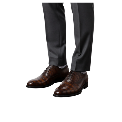Textured Croc-Finish Oxford Shoes