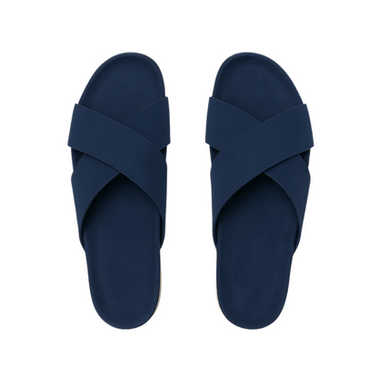 Men's Cross Strap Suede Black Comfort Slipper