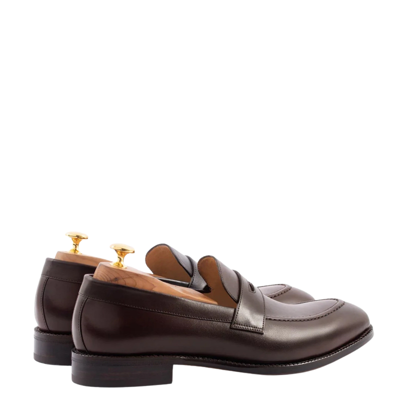 Men's Slip-On Burgundy Shoe with Stacked Heel