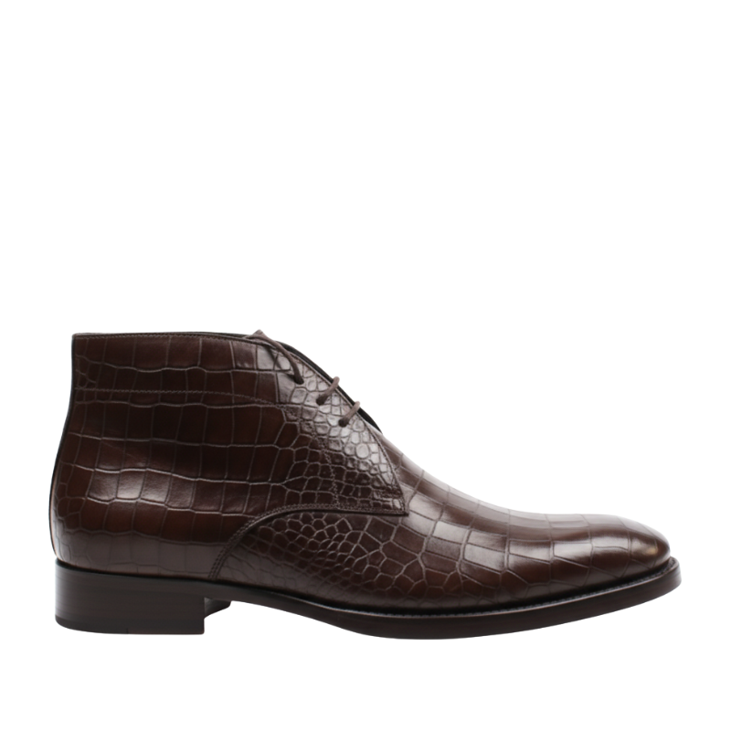 Croco Textured Leather Choco Brown Stylish Chukka Boots