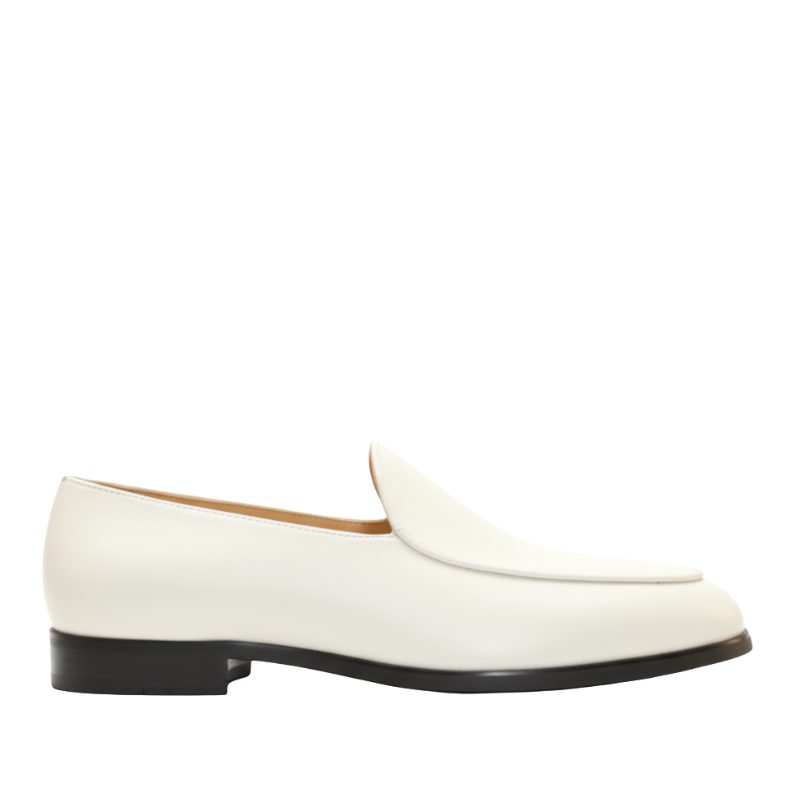 Luxury Leather Light Tan Slip On Ivory Design Loafers