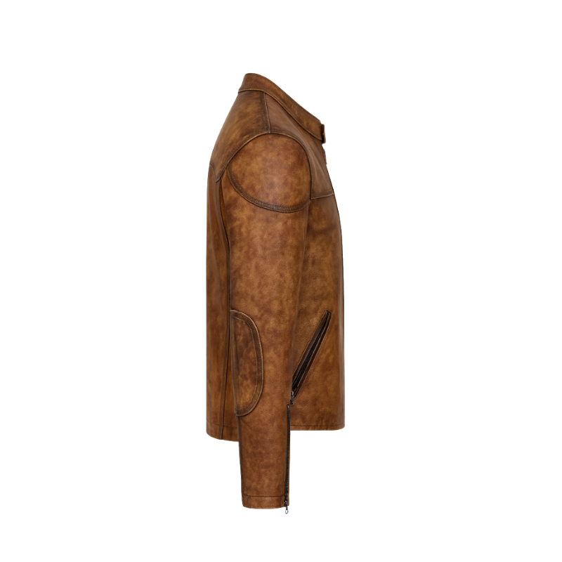 Stylish Casual Leather Zip-Front Biker Jacket