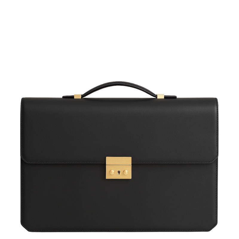 Men's Double Compartment Black Classy  Briefcase