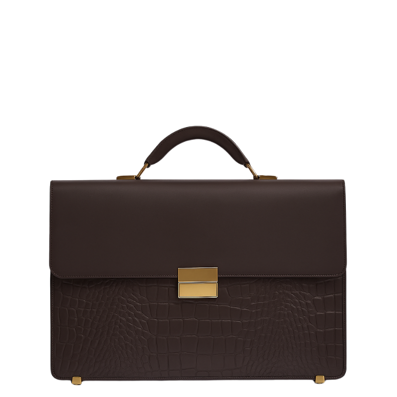 Luxurious Blue Crocodile Textured Briefcase