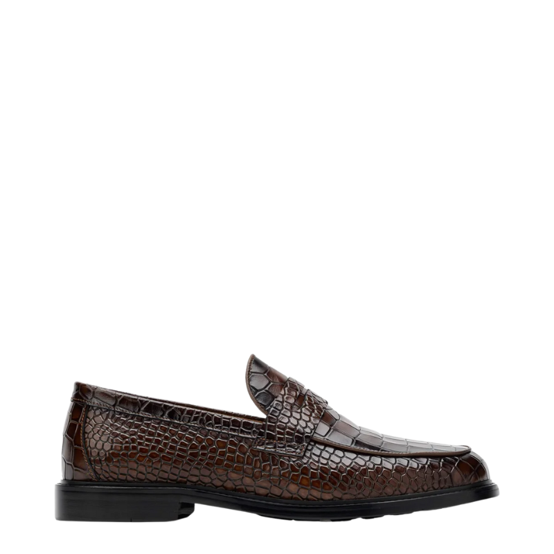 Croco Leather Printed Loafer Brown