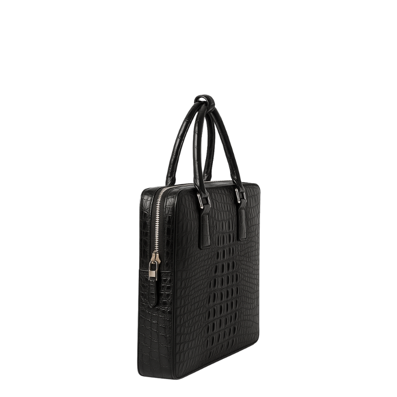 Croco Leather Men's Luxury Briefcase Black Casual Bag