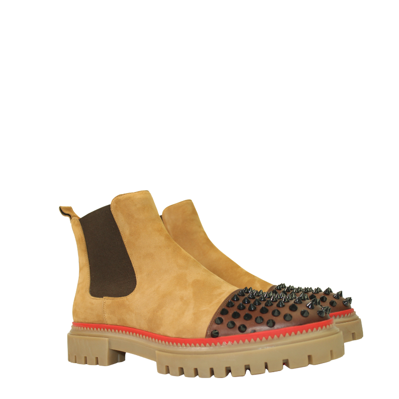 Italian Melon Spike Black Chelsea Boot For Men