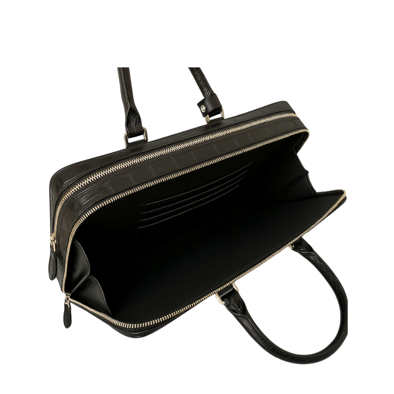 Croco Leather Men's Luxury Briefcase Black Casual Bag