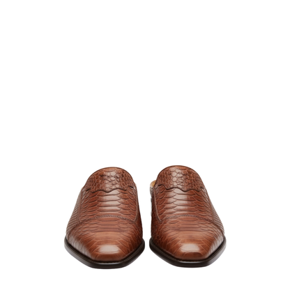 Python Crest Luxe Leather Mules
