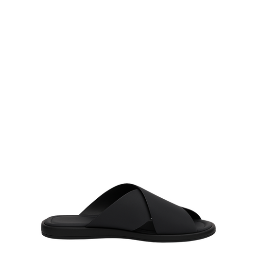 Men's Black Crisscross Double Strap Slider