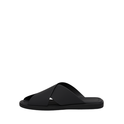 Men's Black Crisscross Double Strap Slider