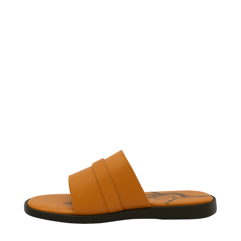 Men's Leather Tan Slip-On Casual Slider