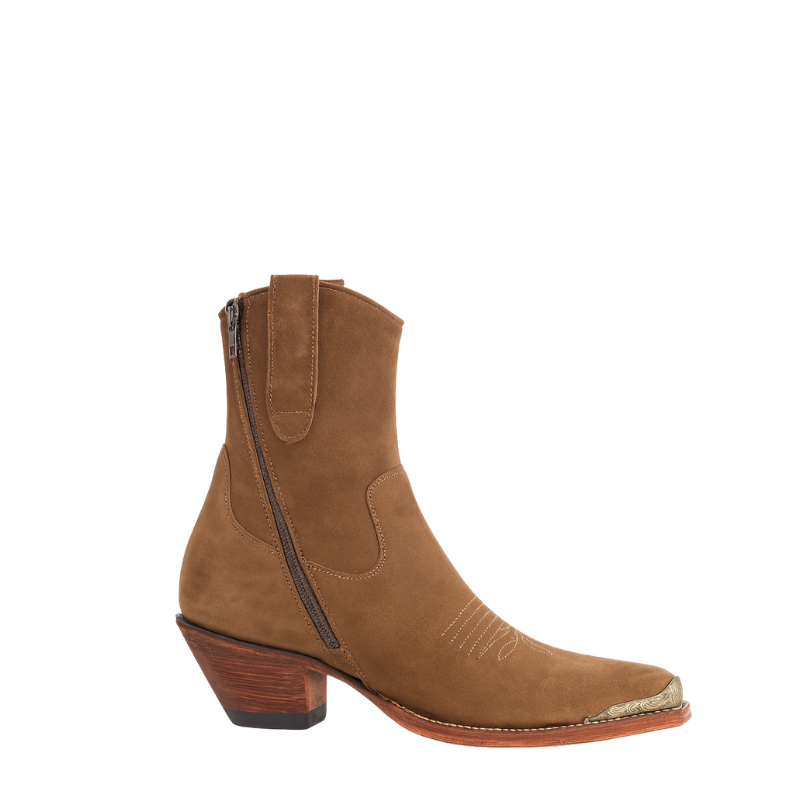 Men's Suede Leather Brown With Side Zipper Boots