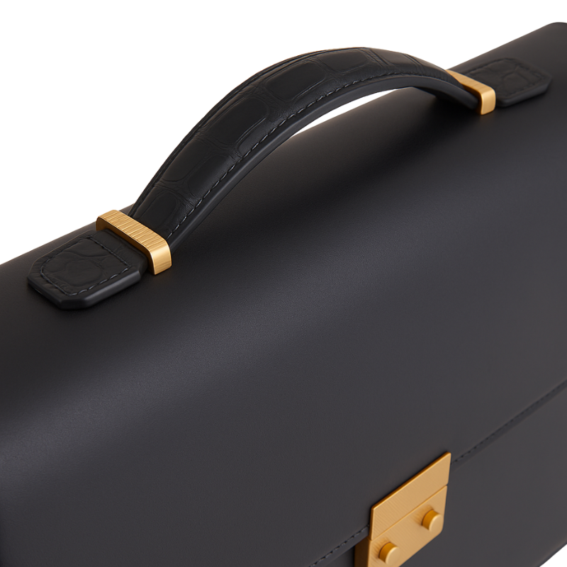 Men's Double Compartment Black Classy  Briefcase