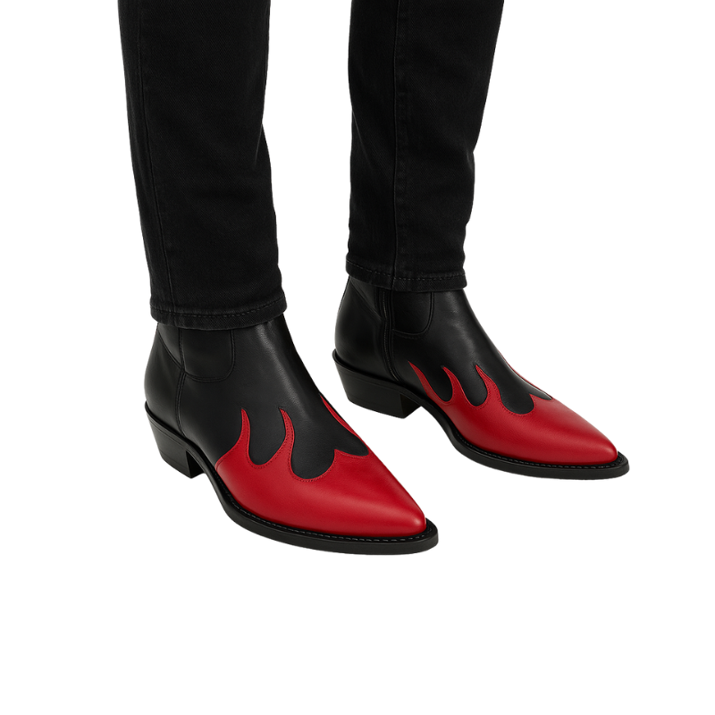 Men's Leather Dual Tone Flamecrest Pointed Ankle Boots