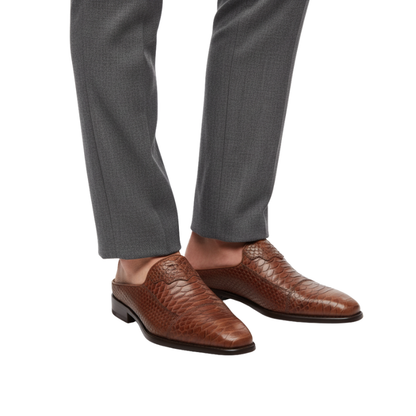 Python Crest Luxe Leather Mules