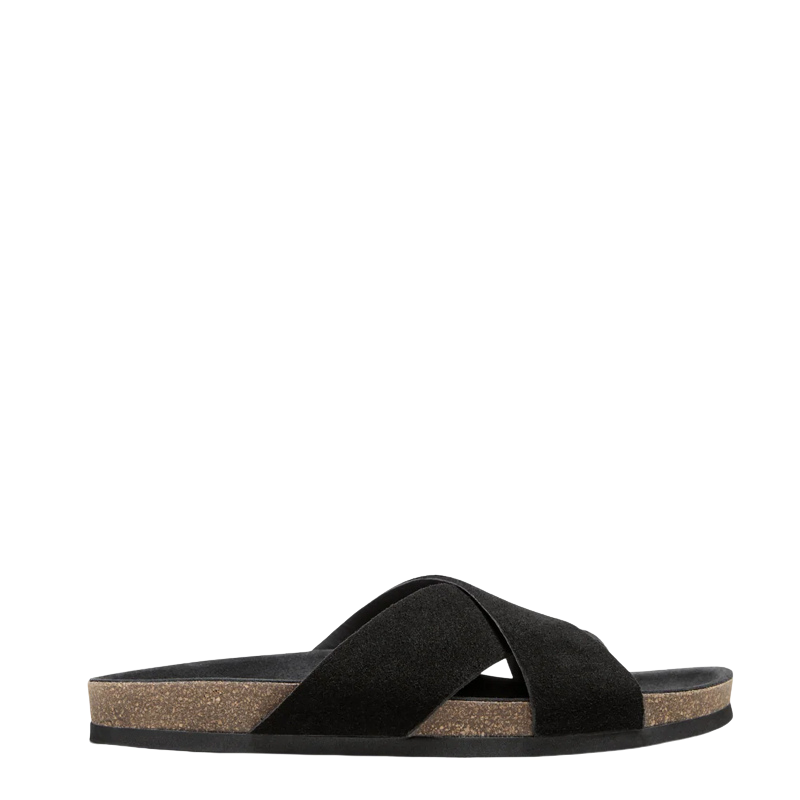 Men's Cross Strap Suede Grey Comfort Slipper