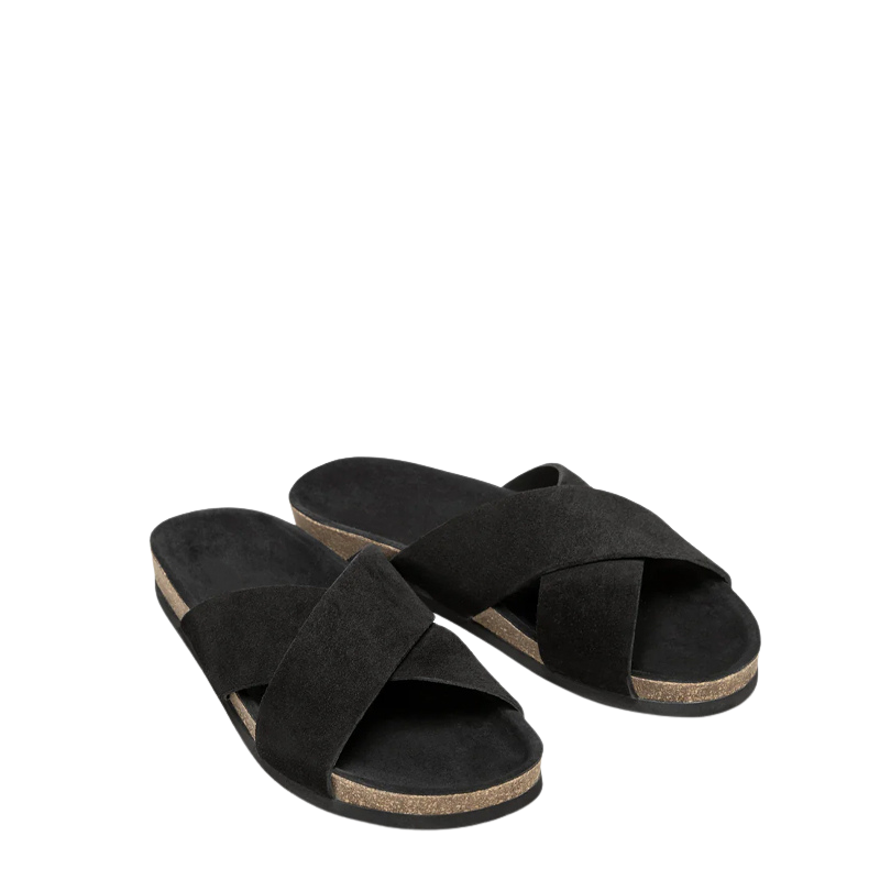 Men's Cross Strap Suede Tan Comfort Slipper