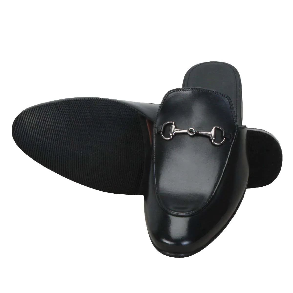 Black Leather Formal Mules