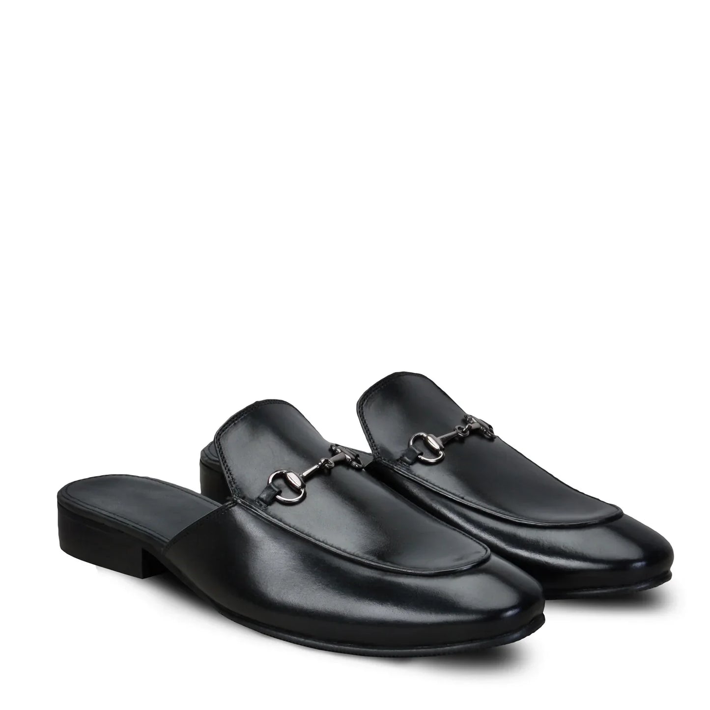 Black Leather Formal Mules