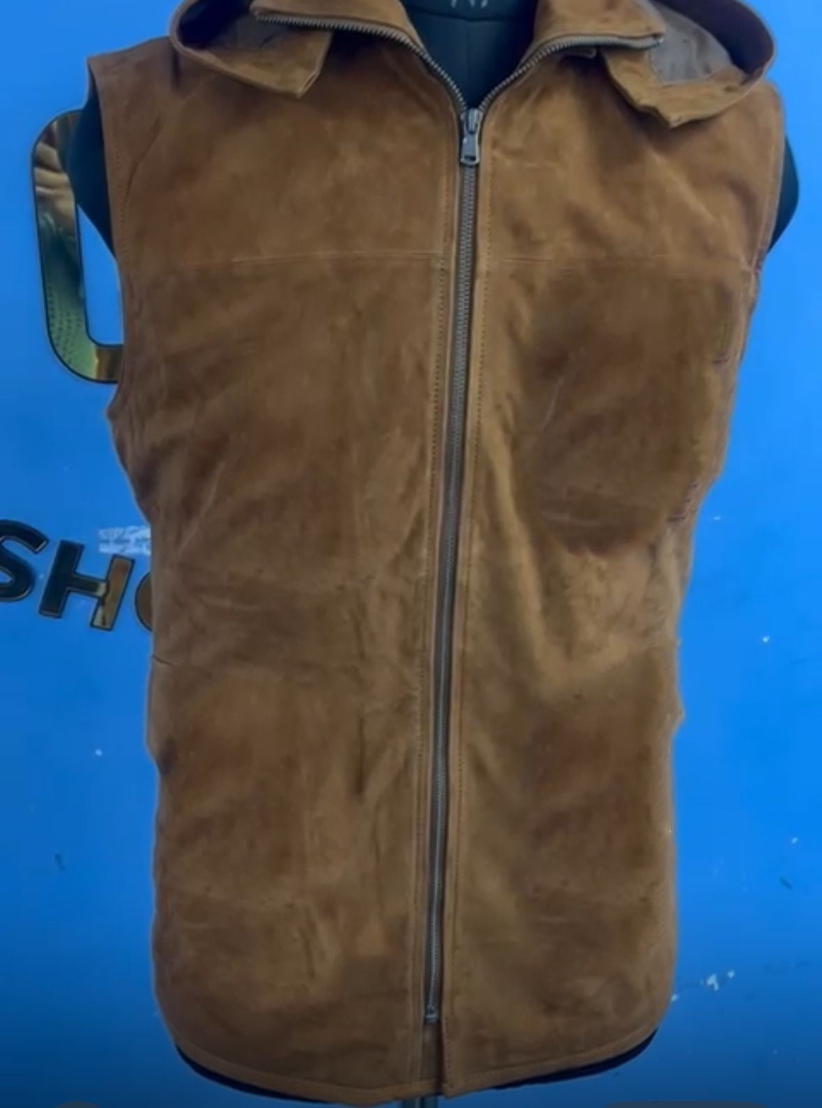 Men Solid Suede Leather Jacket